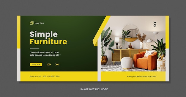 Вектор Современный мебельный горизонтальный баннер или шаблон обложки facebook