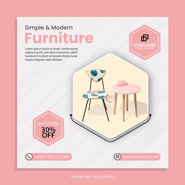 Modern furniture instagram post and social media template premium vector