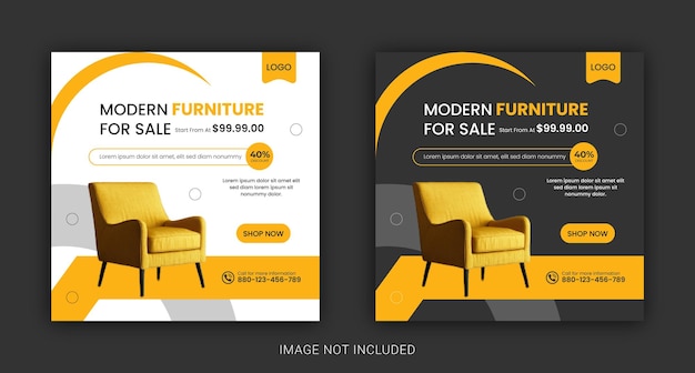 Vector modern furniture interior social media post banner template