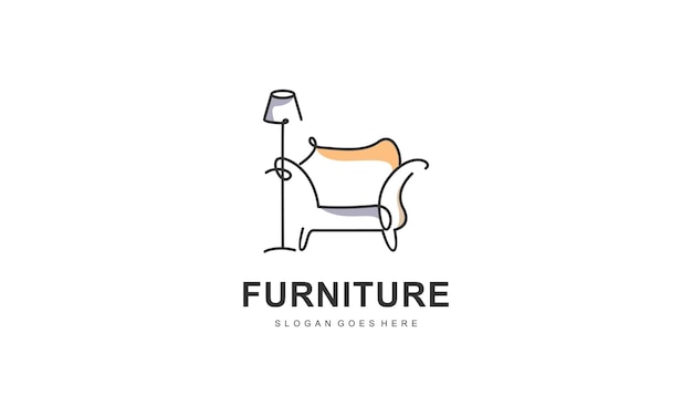 Modern furniture logo design with abstract line concept