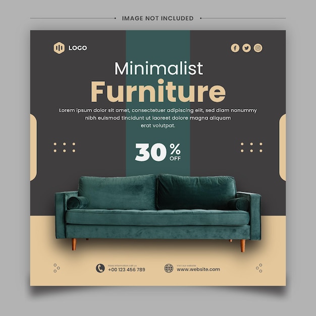 Vector modern furniture media social post template