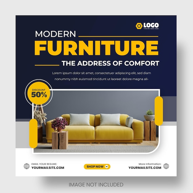 Vector modern furniture promotion big sale social media and instagram or facebook post amp web banner