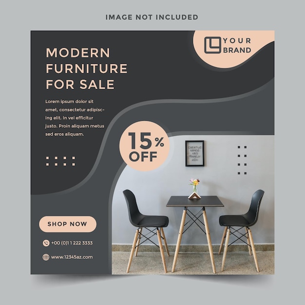 Modern furniture promotion sale social media post template