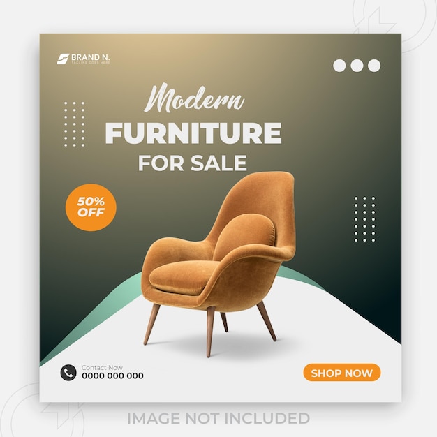 Modern furniture for sale and 2 color gradient clean background or digital branding construction social media instagram post design template