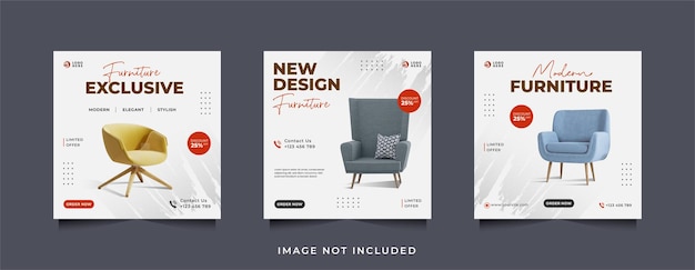 Vector modern furniture sale banner design or social media instagram feed post template