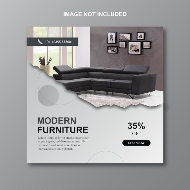 modern furniture sale banner or social media post template