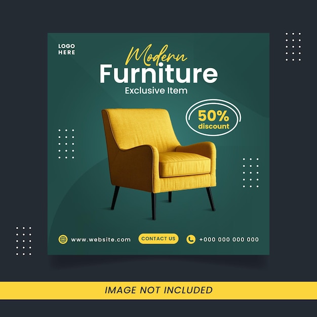 Modern furniture sale banner or social media post template