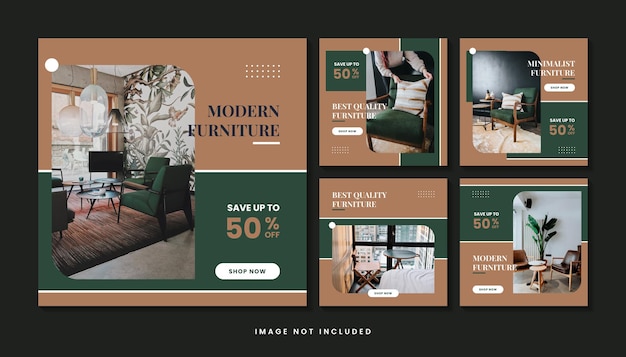 Modern furniture sale banner and social media post