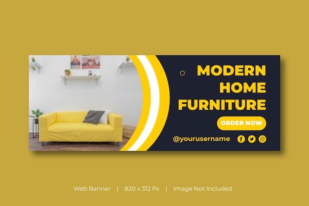 Modern furniture sale banner template and web advertising