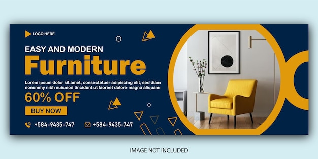 Modern Furniture sale Facebook cover banner poster sale banner template