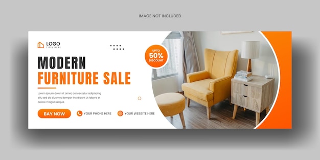 Modern furniture sale facebook cover banner template and social media web banner layout