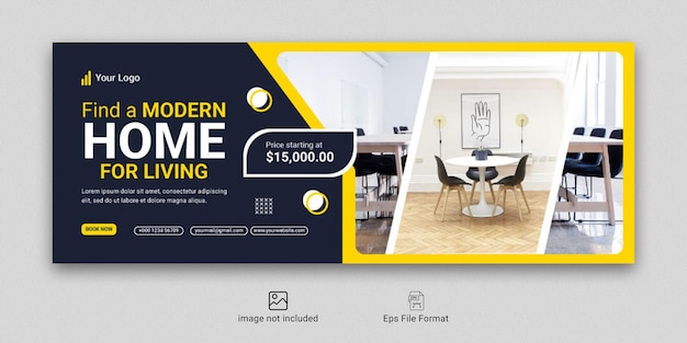 Modern furniture sale facebook cover post template