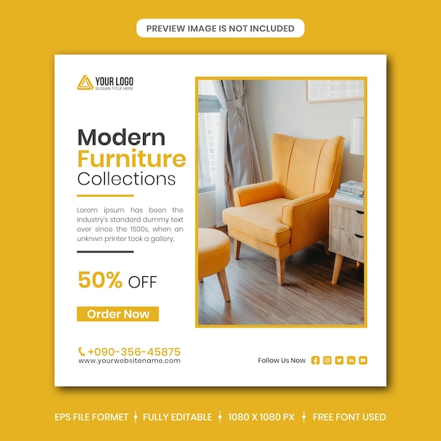 Modern furniture sale offers social media post