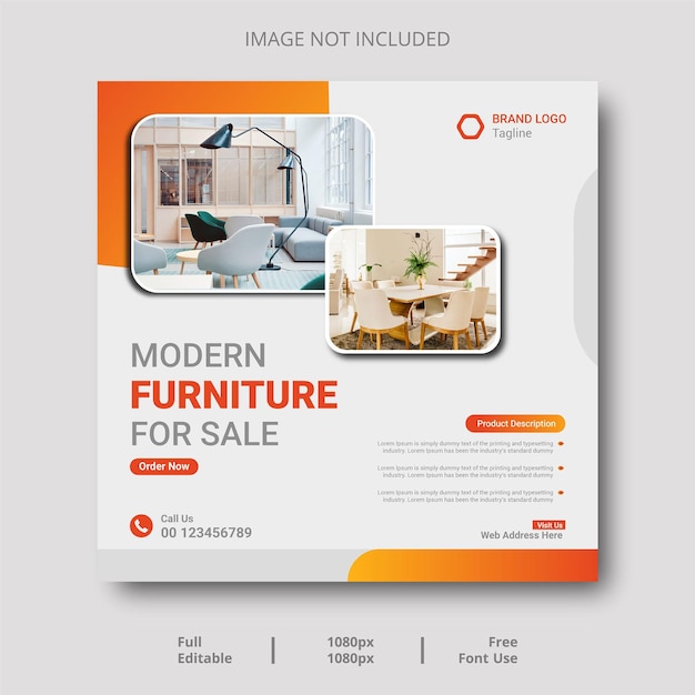 Modern Furniture Sale post, Social Media sale Post Template Design