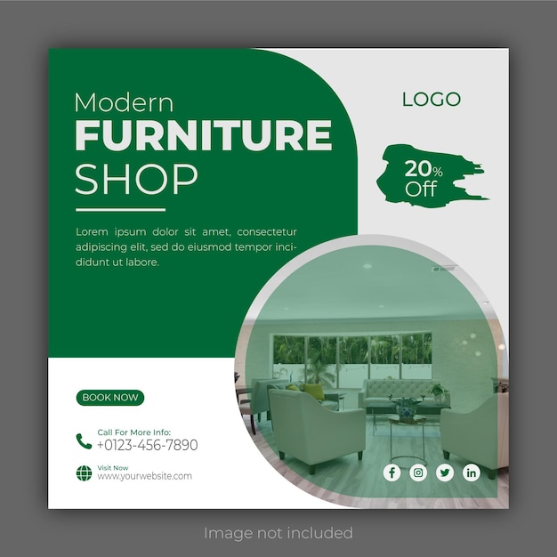 Modern furniture sale social media banner template