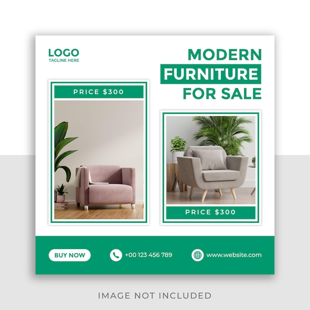 Modern furniture sale social media post banner template