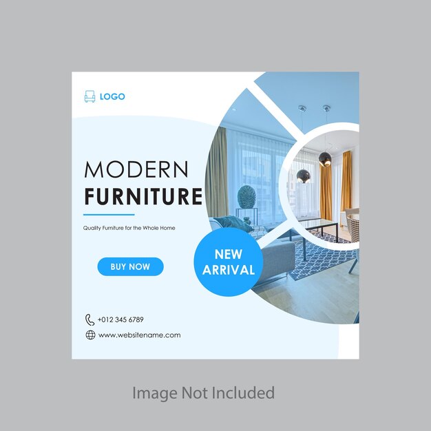 Post sui social media per la vendita di mobili moderni o modello di banner quadrato post instagram