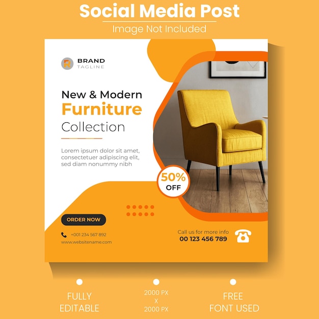 Vector modern furniture sale social media post template and web banner post design instagram post design