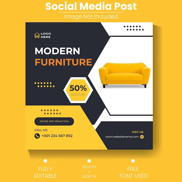 Modern furniture sale social media post template and web banner post design instagram post design