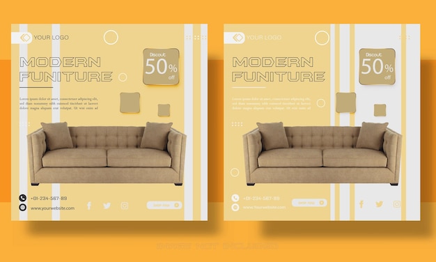 Modern furniture sale social media post template