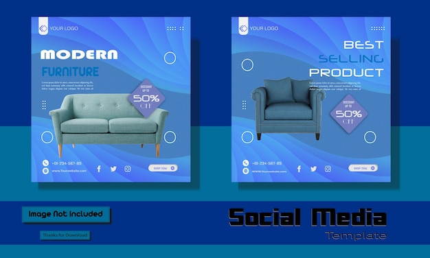 Modern furniture sale social media post template