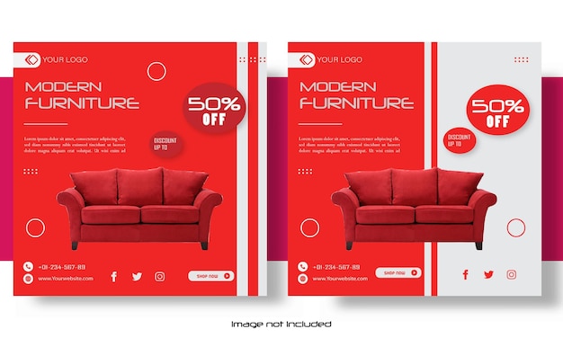 Modern furniture sale social media template