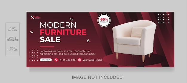 Pagina di copertina di facebook di vendita di mobili moderni e modello di banner web