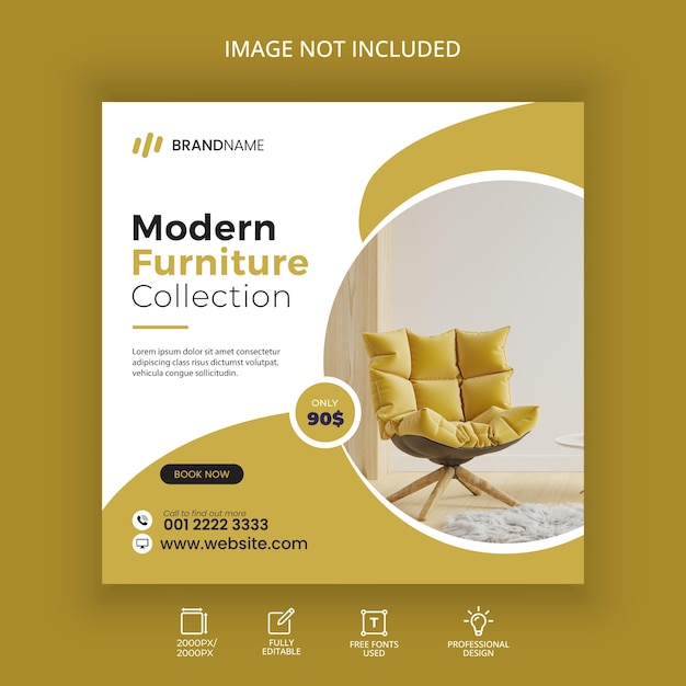 Modern furniture sales social media and Instagram post banner template 01