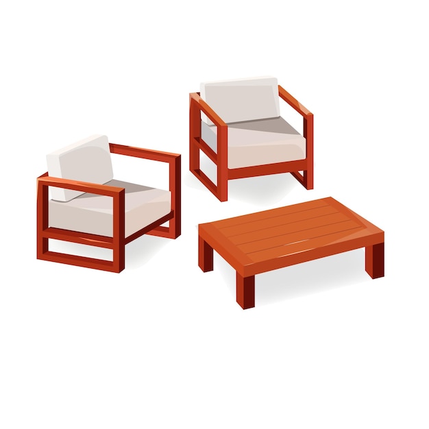 Modern furniture in Scandinavian style 2 armchairs and a table