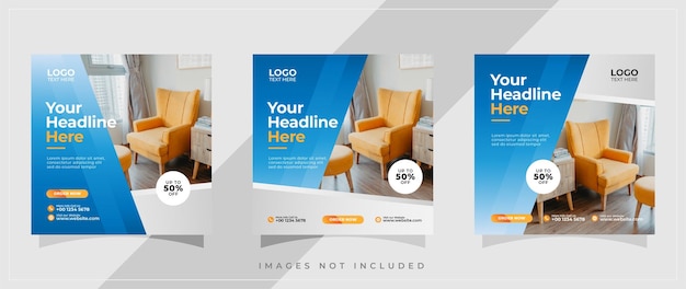 Modern furniture social media instagram feed post template for promotion