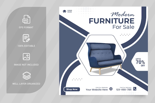 Modern furniture social media and instagram post design