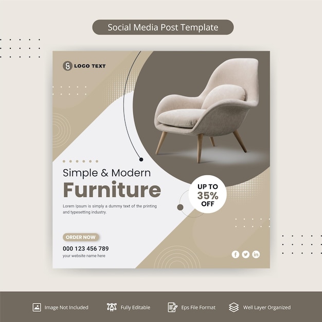 Modern furniture social media post banner template