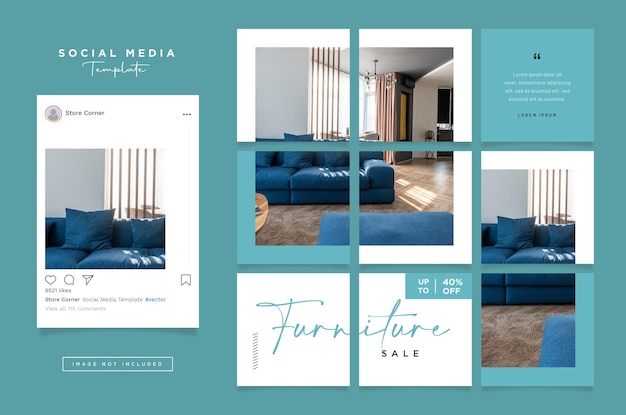 Vector modern furniture social media post design template