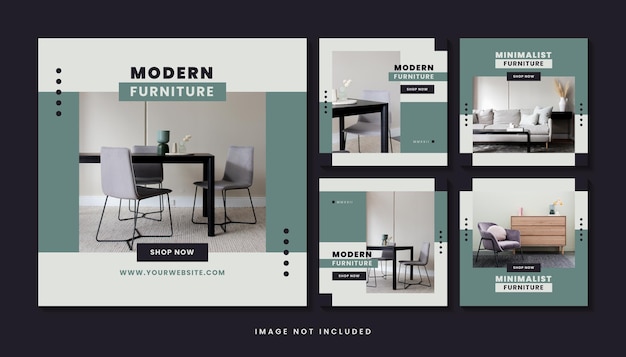 Modern furniture social media post template collection