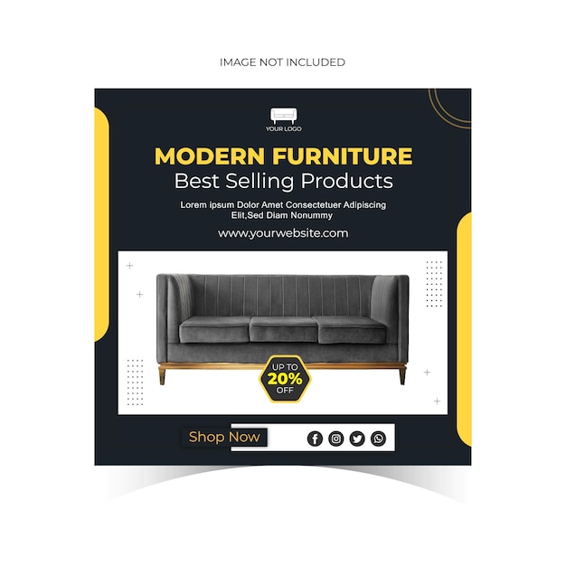 Modern furniture social media post template Premium vector