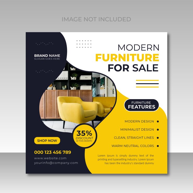 Modern furniture social media post template or web banner design