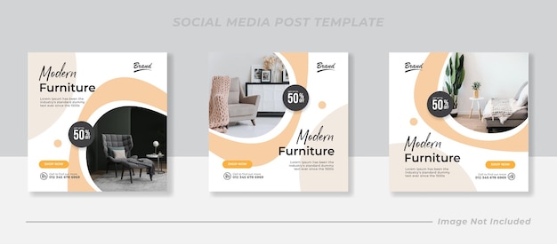 Modern furniture social media post templates design