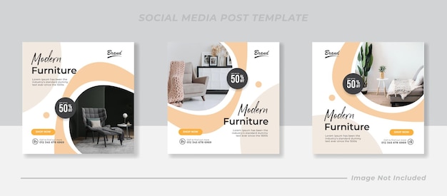 ベクトル モダンな家具のソーシャルメディア投稿テンプレートのデザイン