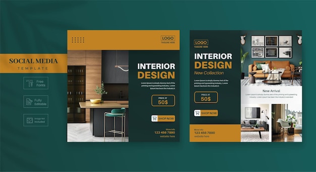 Modern furniture social media template banner and instagram Post Template