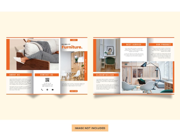 Modern furniture trifold brochure template Premium Vector