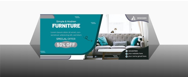 Modern furniture web banner template