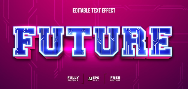 Современное будущее 3d редактируемый текстовый эффект