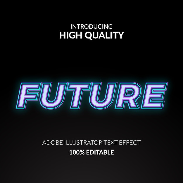 Modern future bold text effect with glow purple cyan neon color