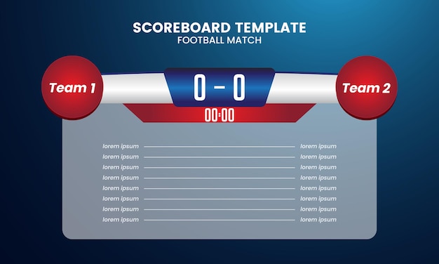 Vector modern future football scoreboard and global stats broadcast graphic soccer template