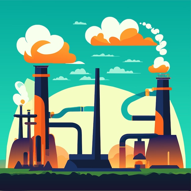 Vector modern and future power plants vector illustration