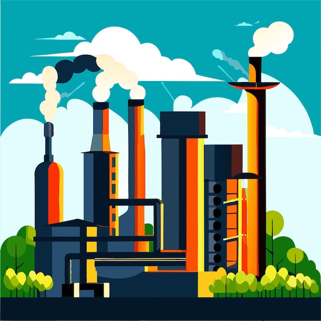 Vector modern and future power plants vector illustration