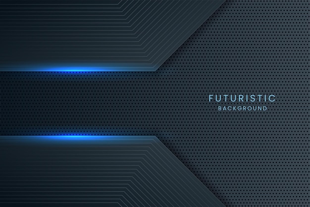 Modern futuristic black arrow technology background with blue neon lines