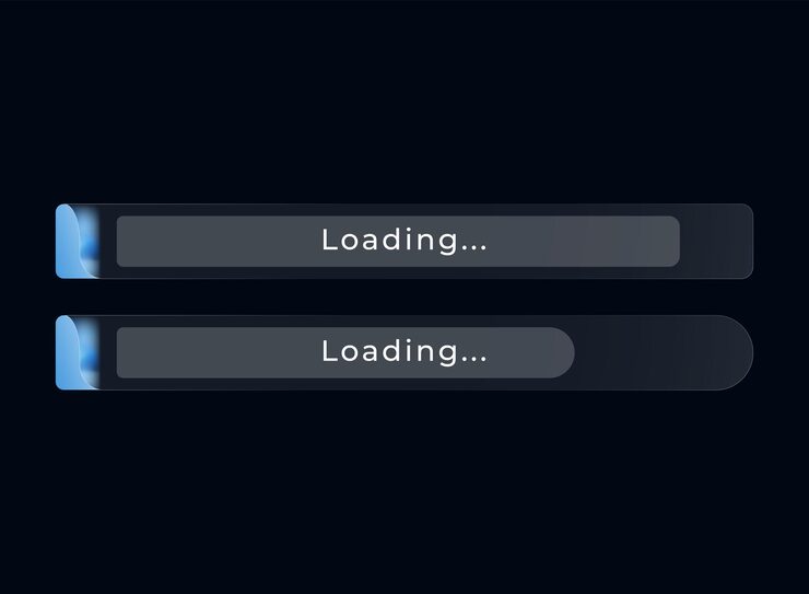 Vector modern futuristic loading bar ui element with glowing edge light and smooth rounded style for game interface web design and mobile app progress screen