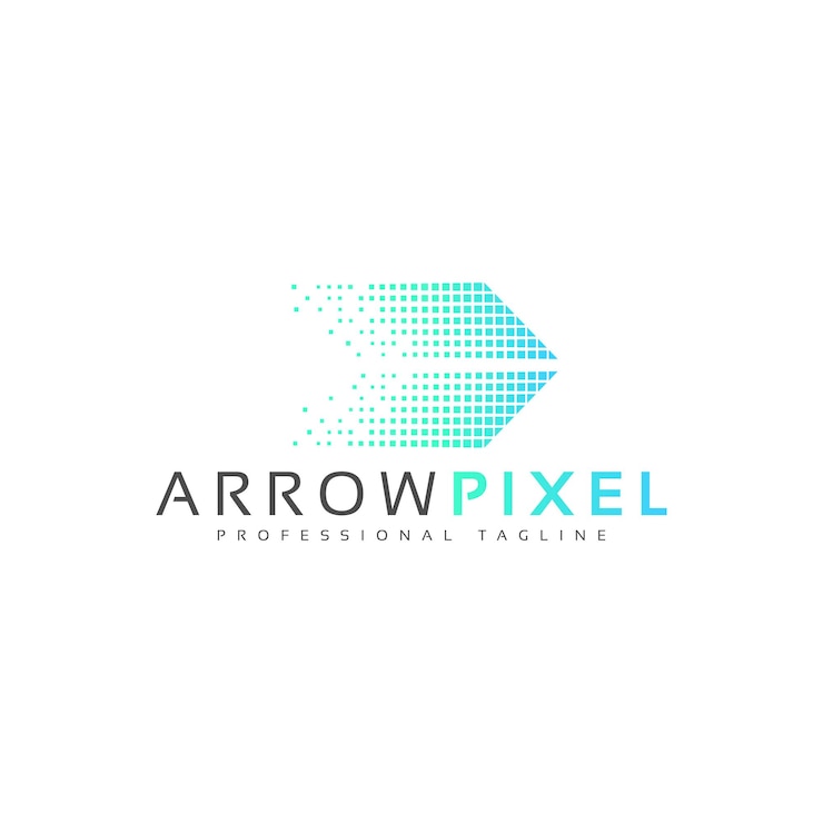 Vector modern futuristic tech technology arrow pixel logo design