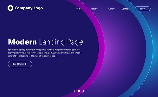 Vector modern futuristic web development  landing page or home page with header